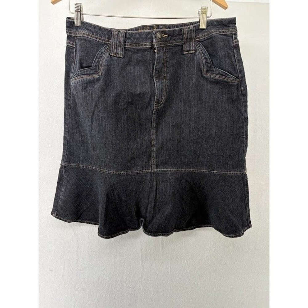 Women's Kikit Jeans Denim Skirt‎ Dark Wash Ruffled Hem Y2K Size 14